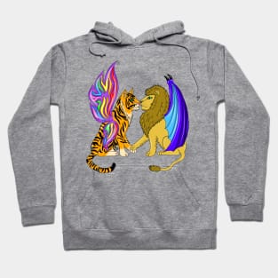 lion and Tiger with wings Hoodie